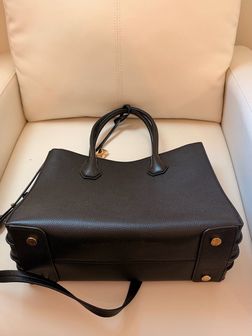 Michael Kors Black Pebbled Leather Structured Tote with Gold Hardware - Picture 5 of 5